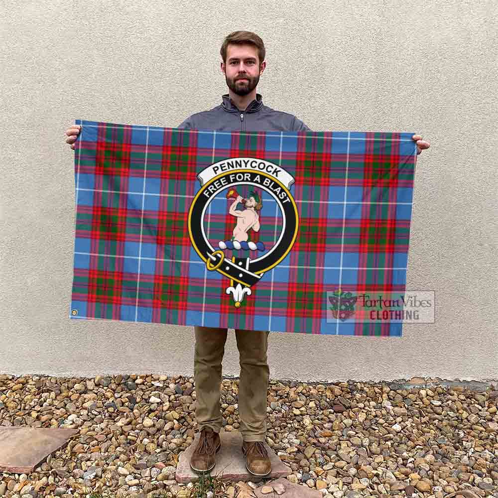 Tartan Vibes Clothing Pennycook Tartan House Flag with Family Crest