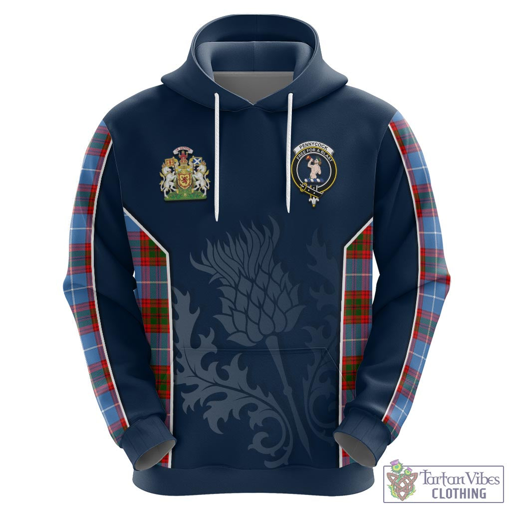 Tartan Vibes Clothing Pennycook Tartan Hoodie with Family Crest and Scottish Thistle Vibes Sport Style