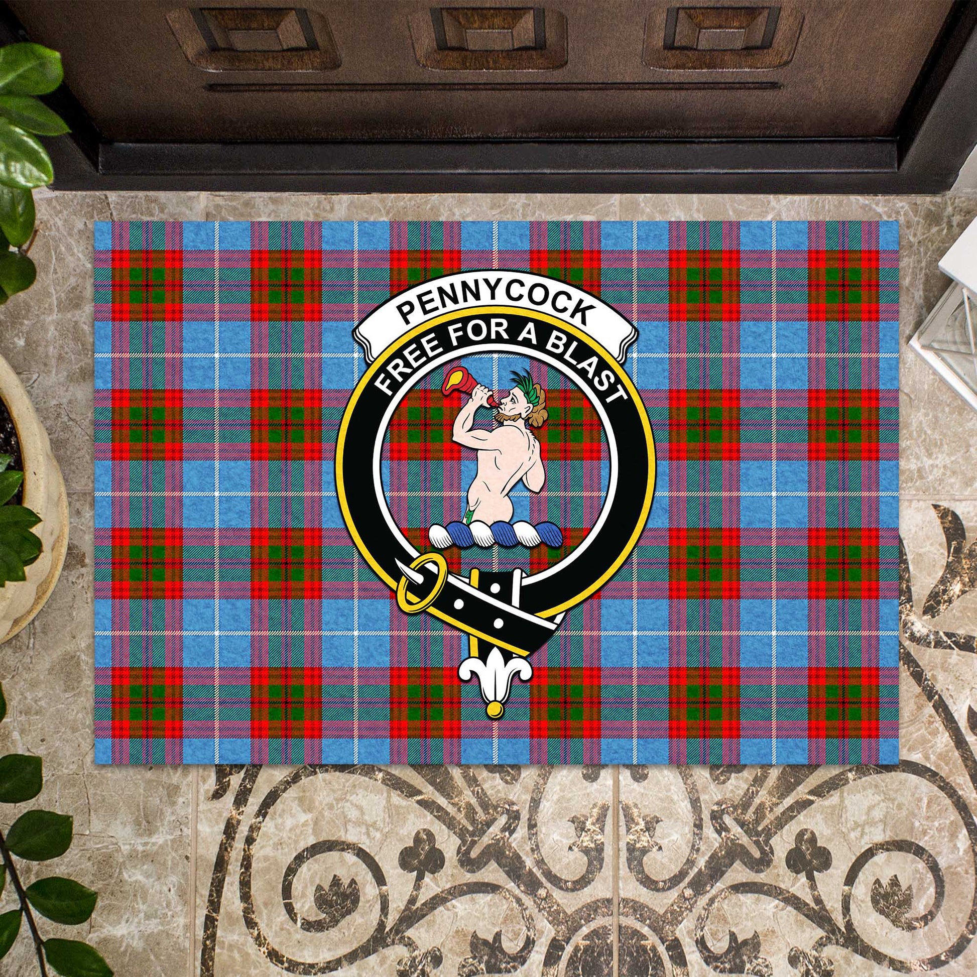 Pennycook Tartan Rubber Doormat with Family Crest - Tartan Vibes Clothing