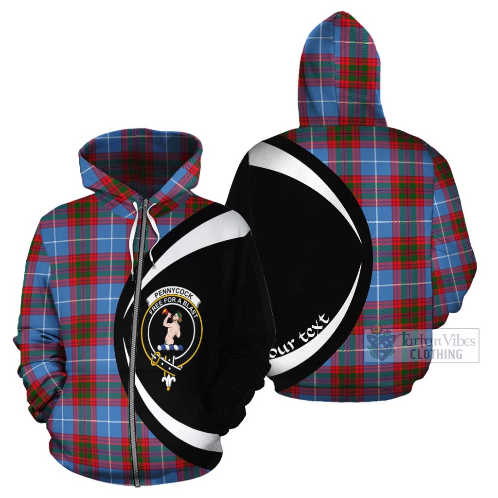 Pennycook Tartan Cotton Hoodie with Family Crest Circle Style - Tartan Vibes Clothing