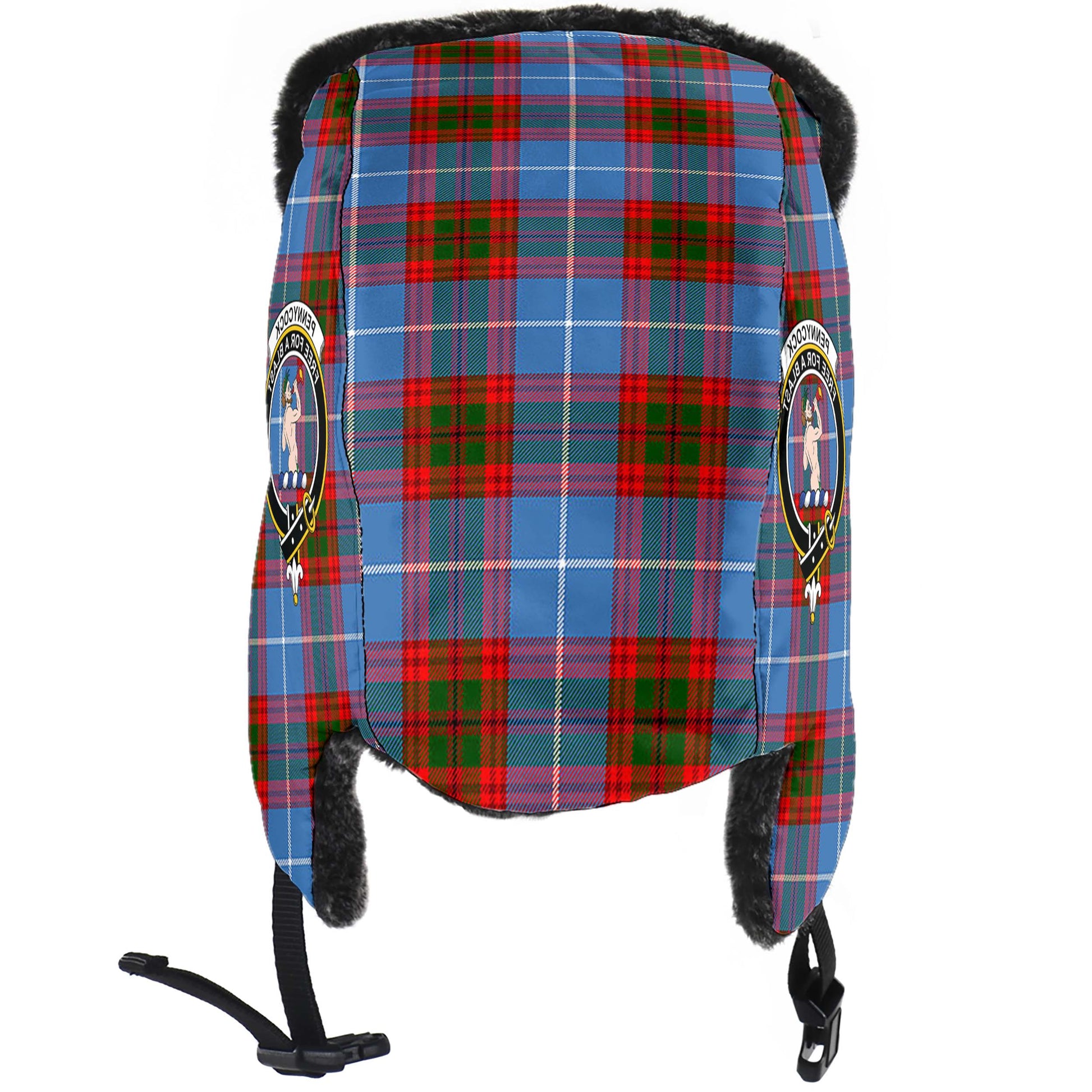 Pennycook Tartan Winter Trapper Hat with Family Crest - Tartan Vibes Clothing