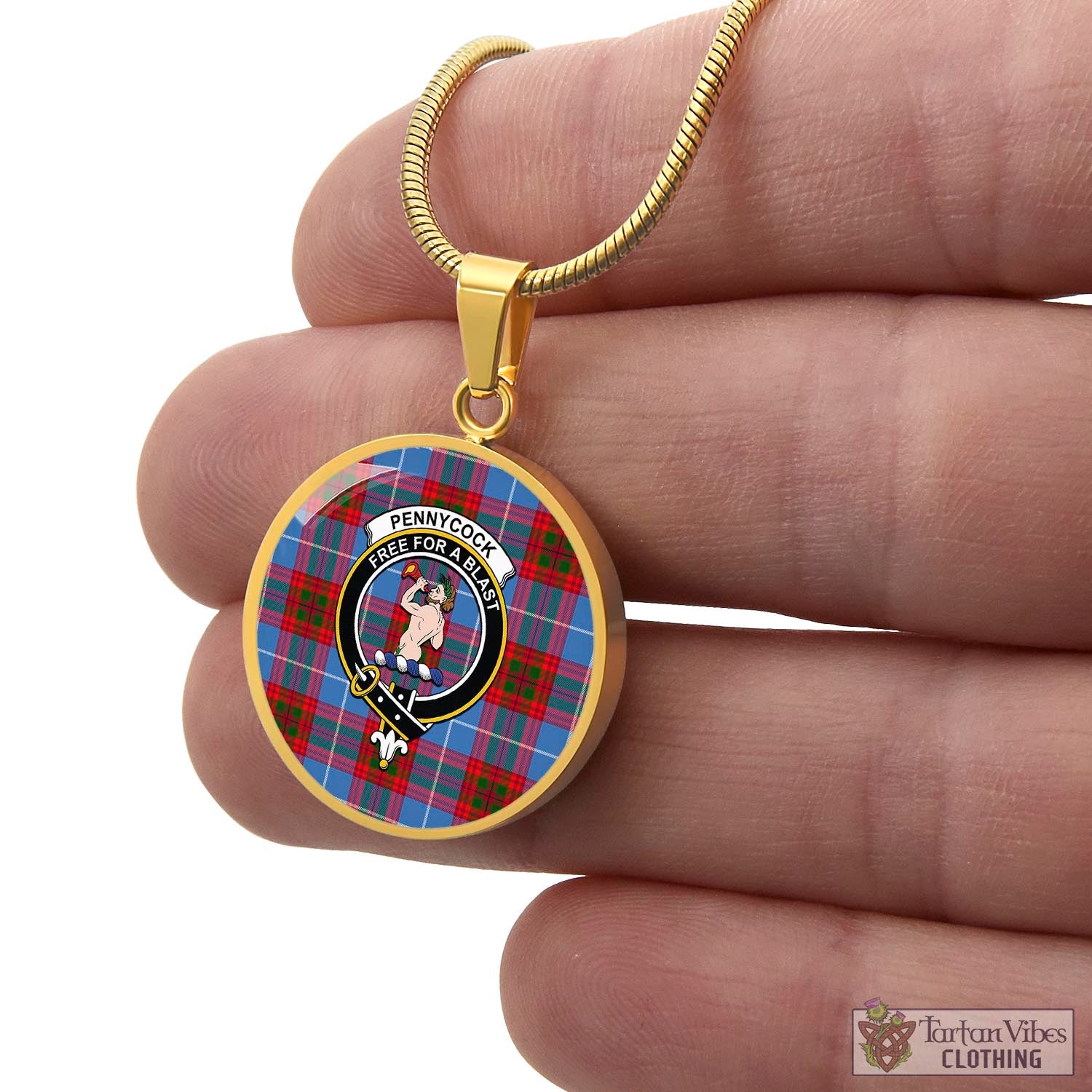 Pennycook Tartan Circle Necklace with Family Crest - Tartan Vibes Clothing