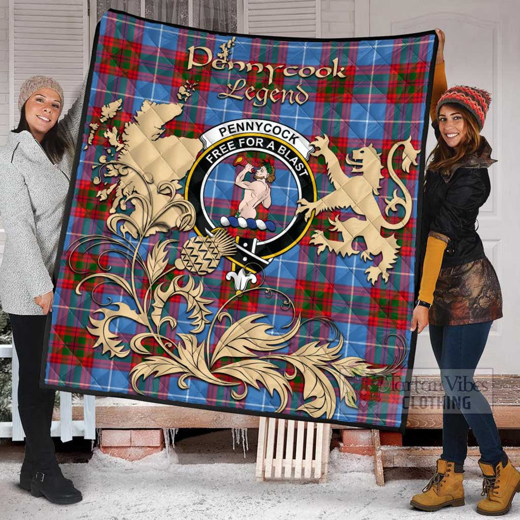 Tartan Vibes Clothing Pennycook Tartan Quilt with Family Crest and Scottish Symbol Style