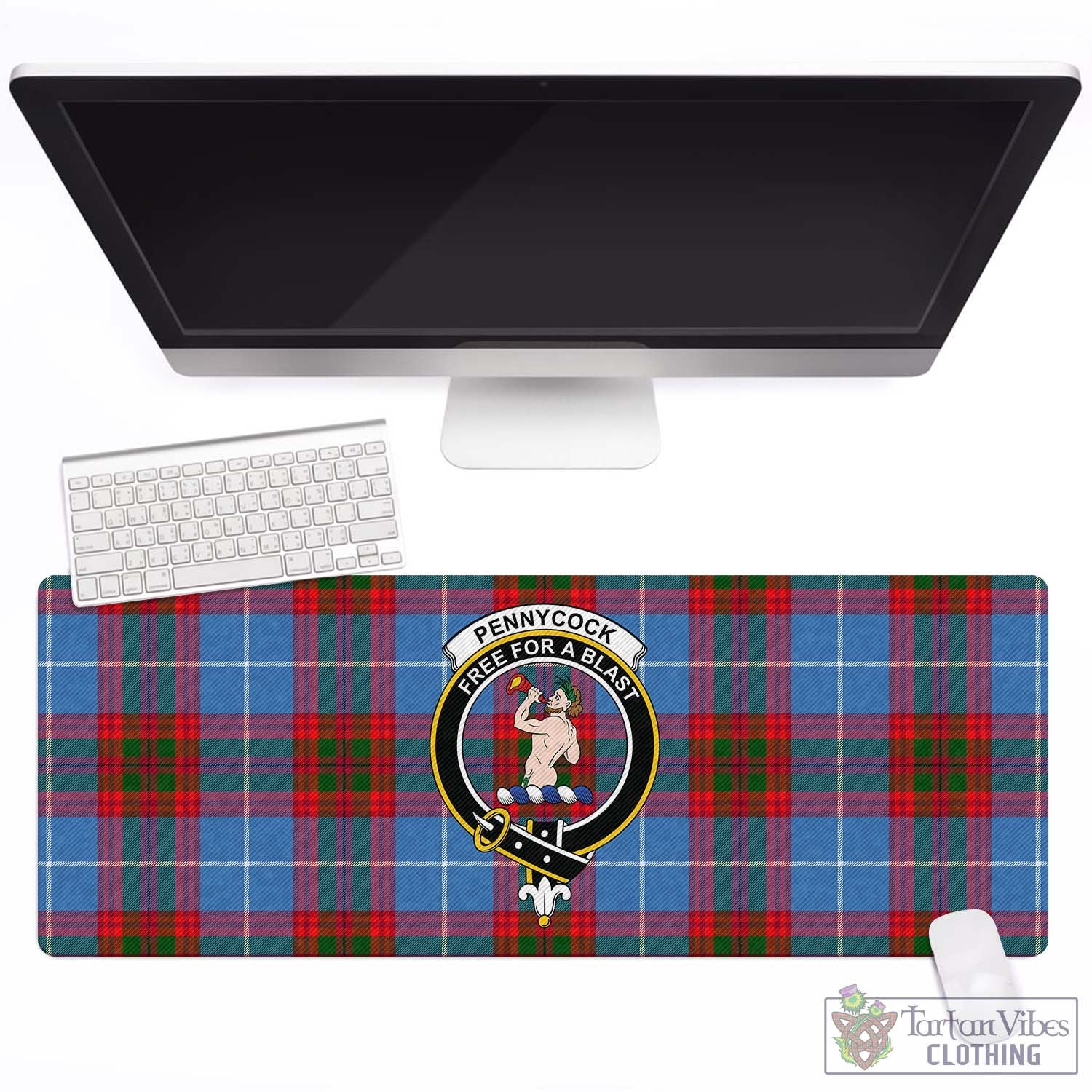 Tartan Vibes Clothing Pennycook Tartan Mouse Pad with Family Crest