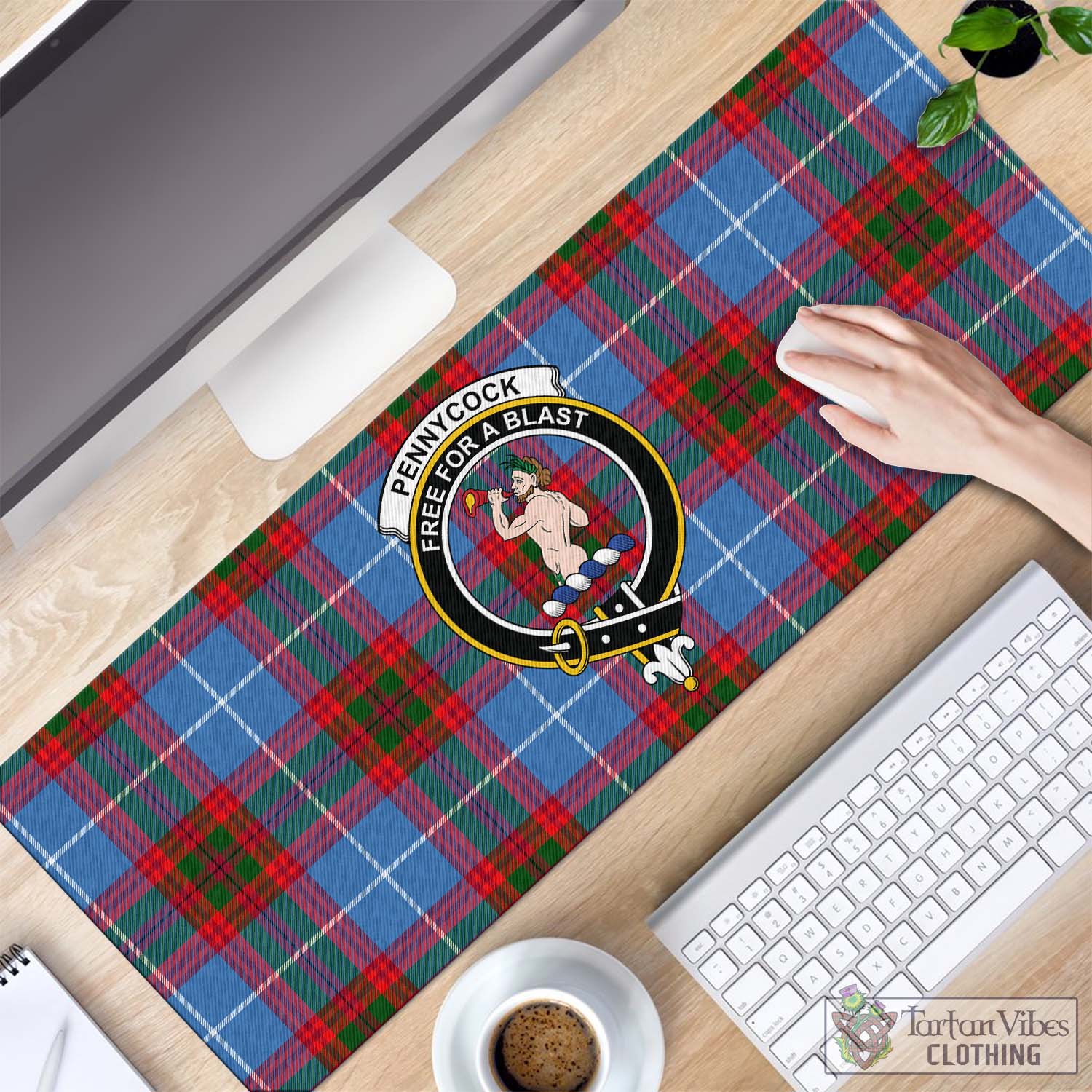 Tartan Vibes Clothing Pennycook Tartan Mouse Pad with Family Crest