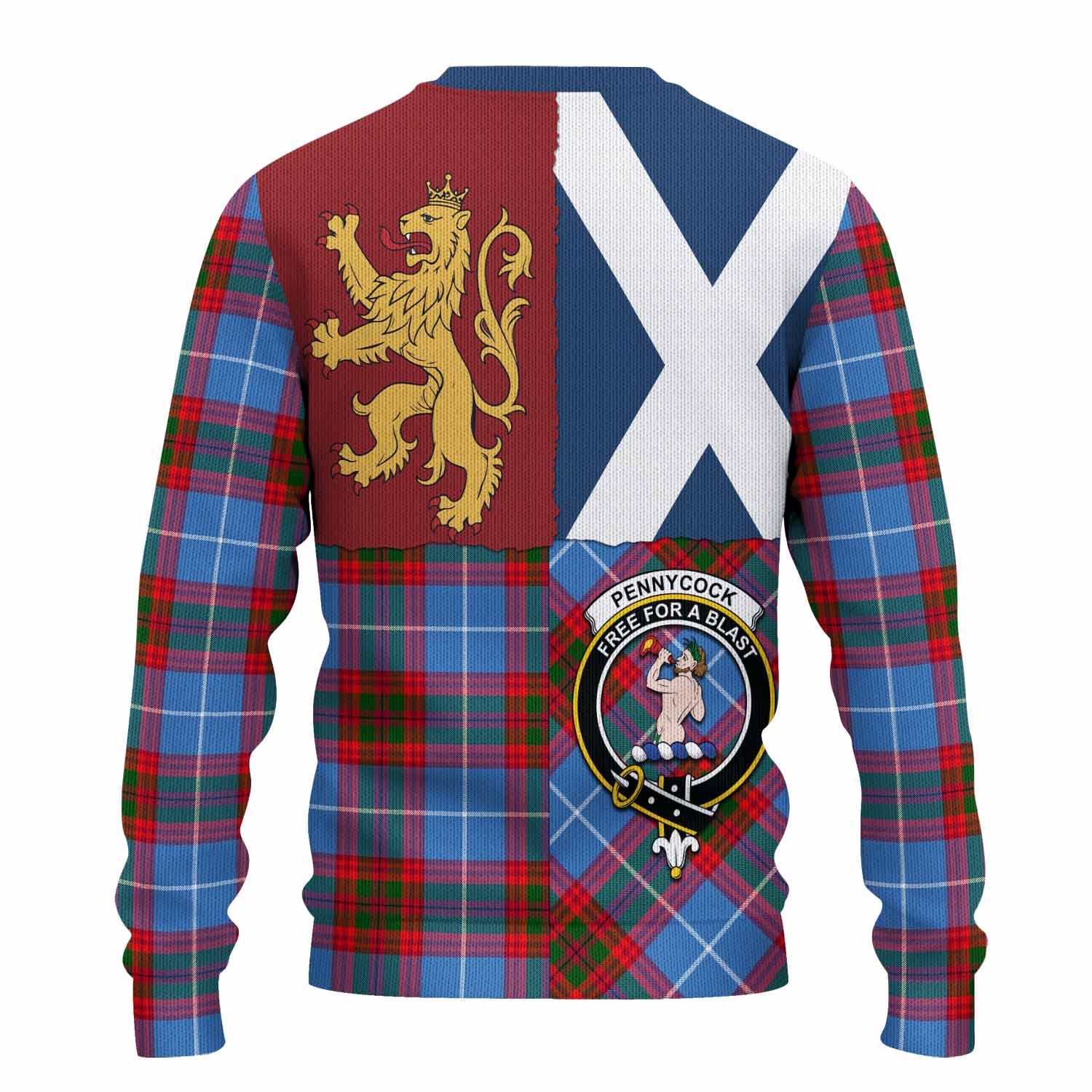 Pennycook Crest Tartan Knitted Sweater with Lion Rampant Saltire Style