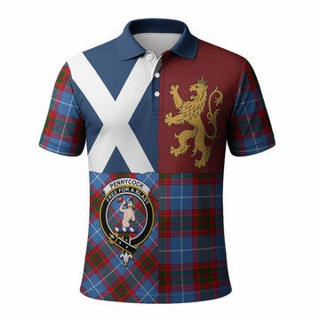 Pennycook Crest Tartan Polo Shirt with Lion Rampant Saltire Style