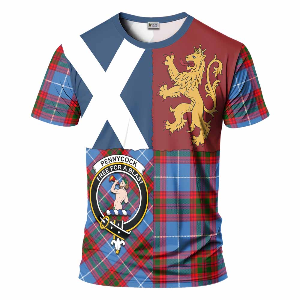 Pennycook Crest Tartan T-Shirt with Lion Rampant Saltire Style