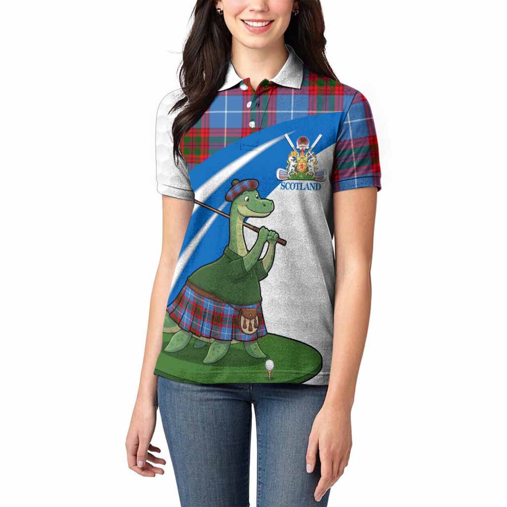 Pennycook Tartan Crest Golf Nessie Women Polo Shirt Loch Ness Monster Sporty Style