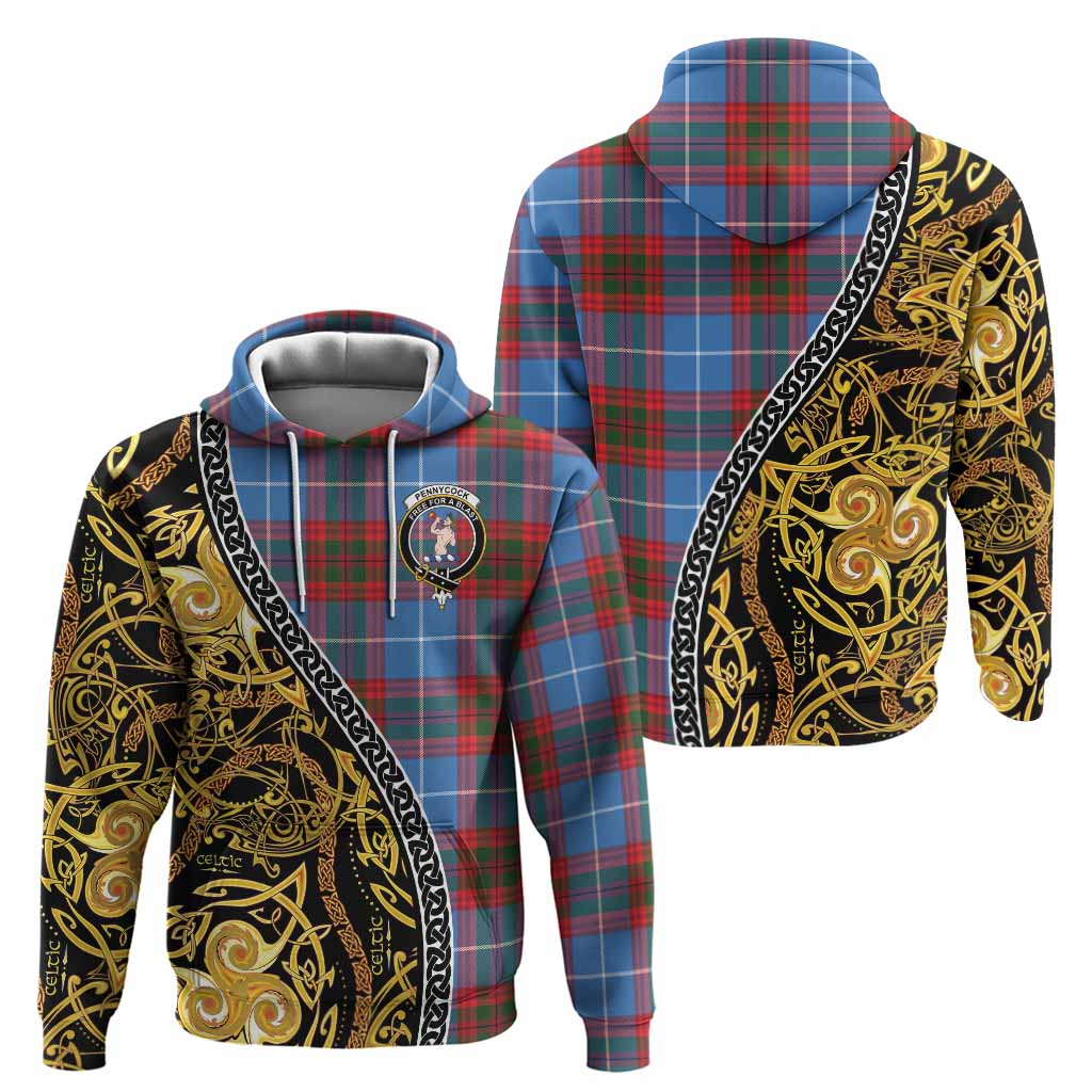 Pennycook Tartan Crest Hoodie Celtic Knot and Triple Trickle Spiral Symbols