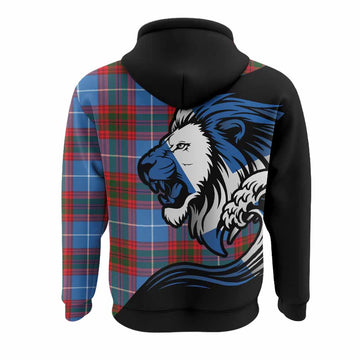 Pennycook Tartan Crest Hoodie Scottish Golden Lions Wave Flow
