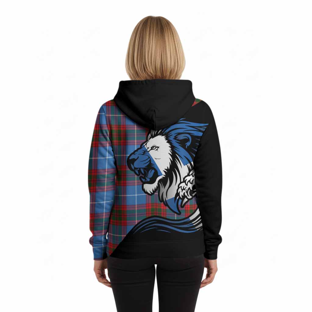 Pennycook Tartan Crest Hoodie Scottish Golden Lions Wave Flow