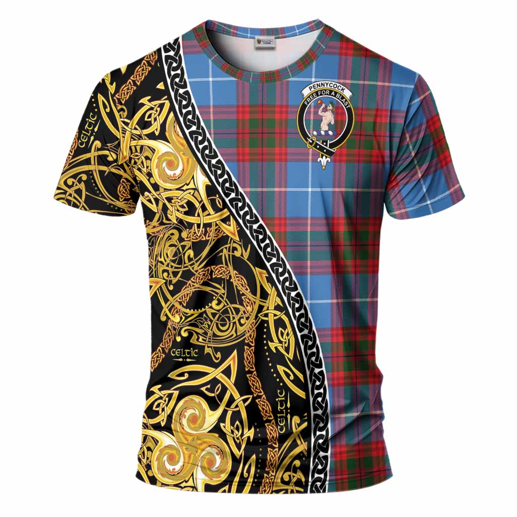 Pennycook Tartan Crest T-Shirt Celtic Knot and Triple Trickle Spiral Symbols