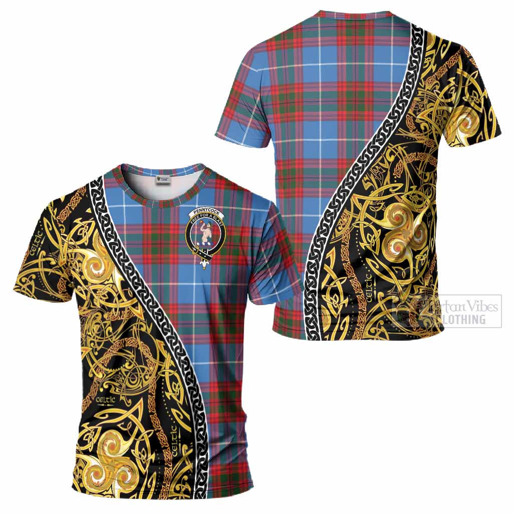 Pennycook Tartan Crest T-Shirt Celtic Knot and Triple Trickle Spiral Symbols