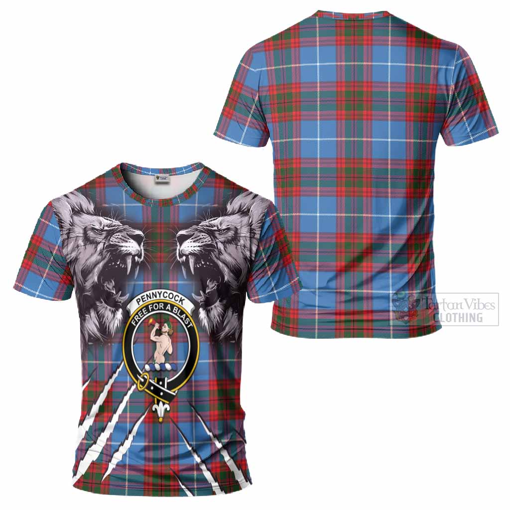 Pennycook Tartan Crest T-Shirt Ferocious Lion Style