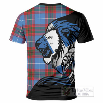 Pennycook Tartan Crest T-Shirt Scottish Golden Lions Wave Flow