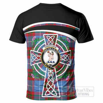 Pennycook Tartan Crest T-Shirt Scottish Thistle Celtic Cross Alba Gu Brath