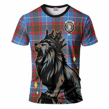 Pennycook Tartan Family Crest T-Shirt Crowned Lion Roaring