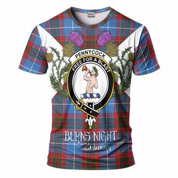 Pennycook Tartan Family Crest T-Shirt Scottish Burns Night Thistle Floral