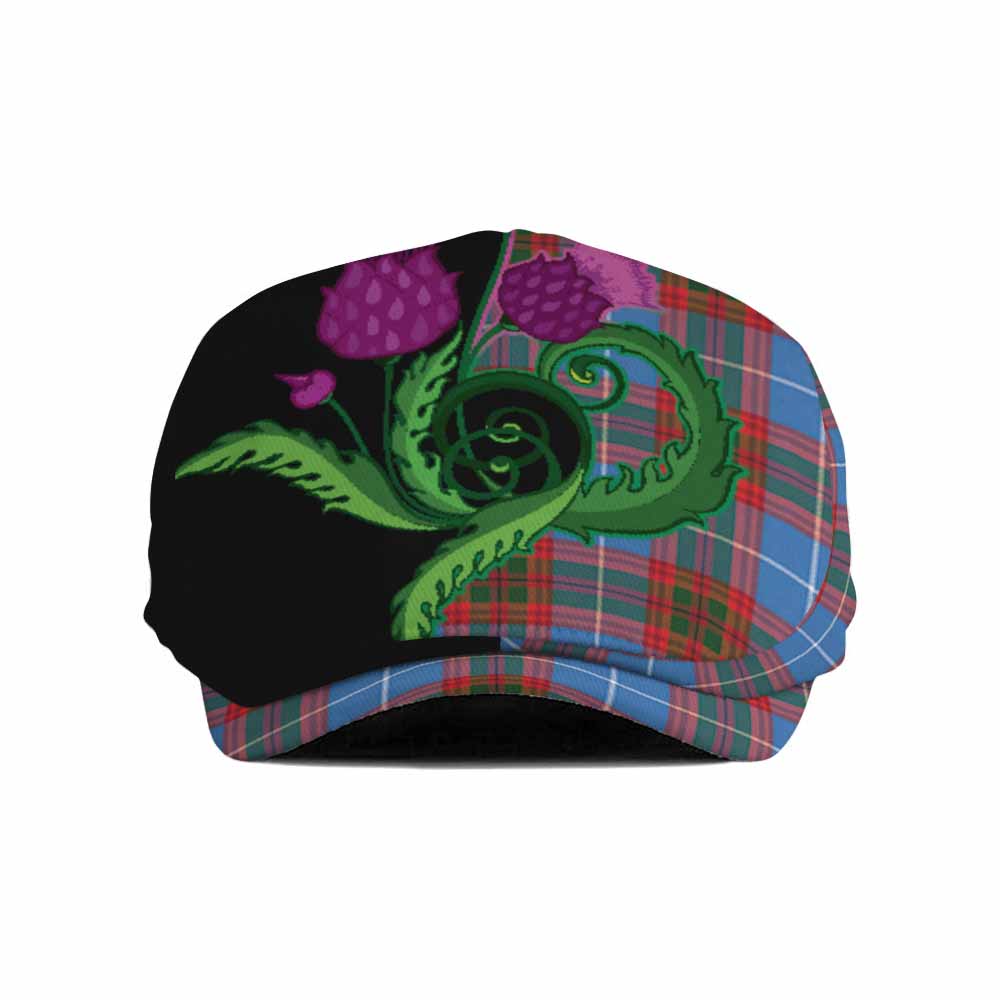 Pennycook Tartan Flat Cap, Jeff Cap Traditional Scottish Thistle