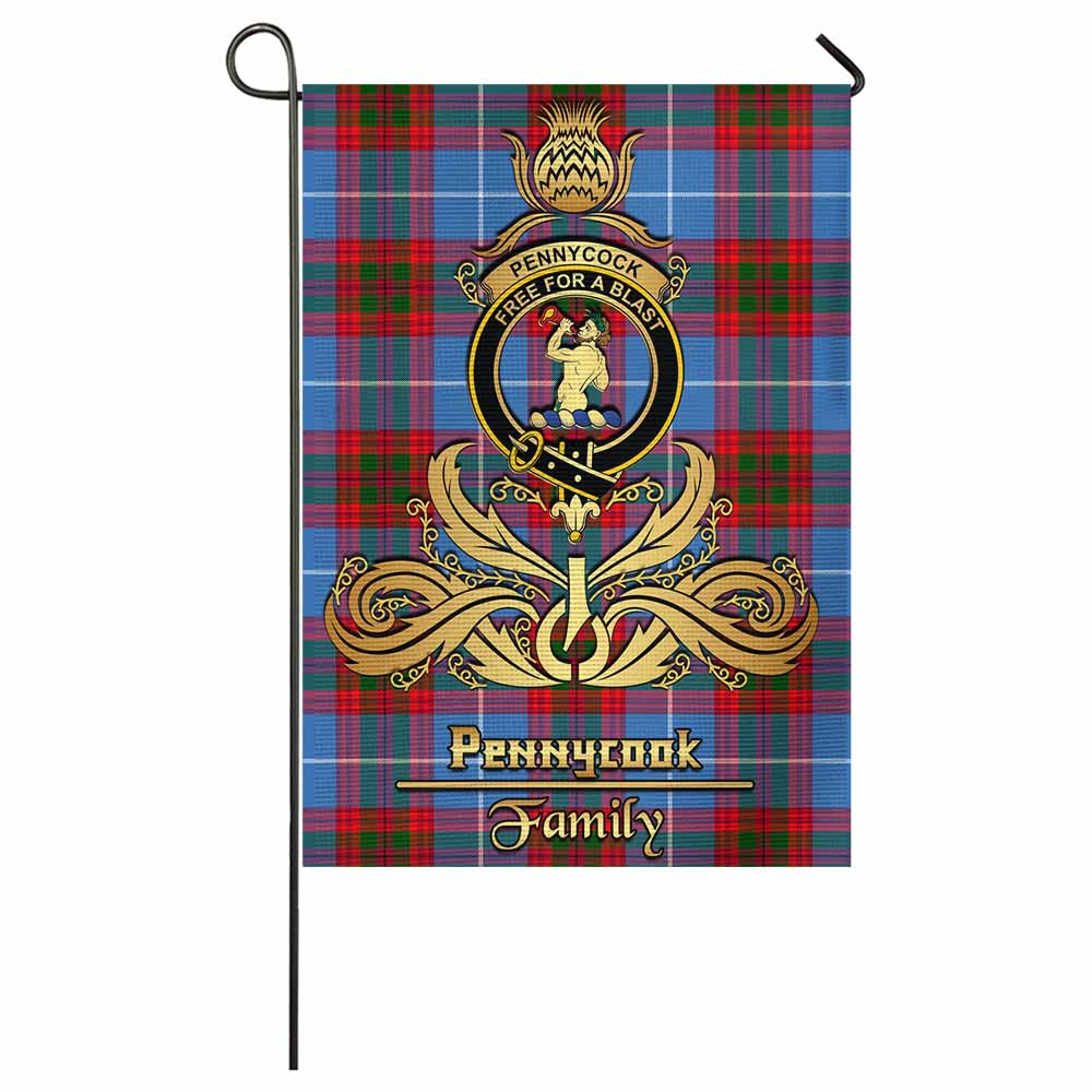 Pennycook Tartan Garden Flag with Highland Thistle Cherish Family Crest Style - Tartan Vibes Clothing
