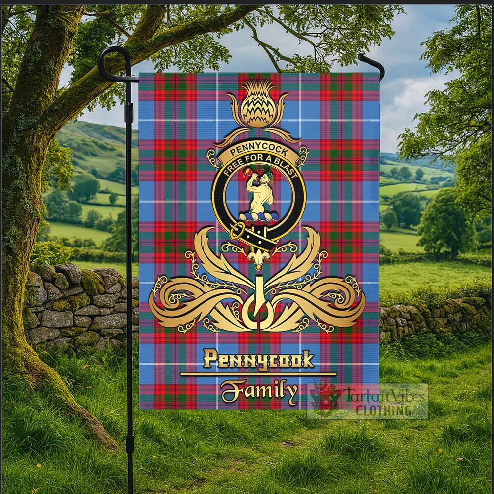 Pennycook Tartan Garden Flag with Highland Thistle Cherish Family Crest Style - Tartan Vibes Clothing