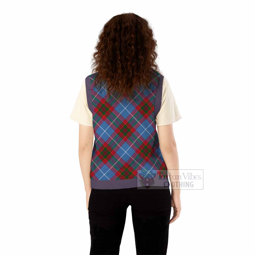 Pennycook Tartan  Knitted V-Neck Vest Cross Style