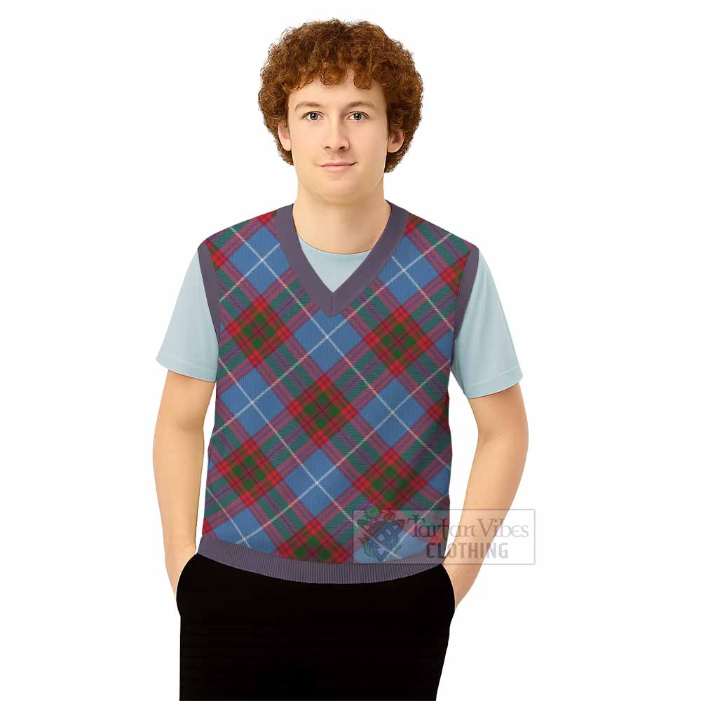 Pennycook Tartan  Knitted V-Neck Vest Cross Style