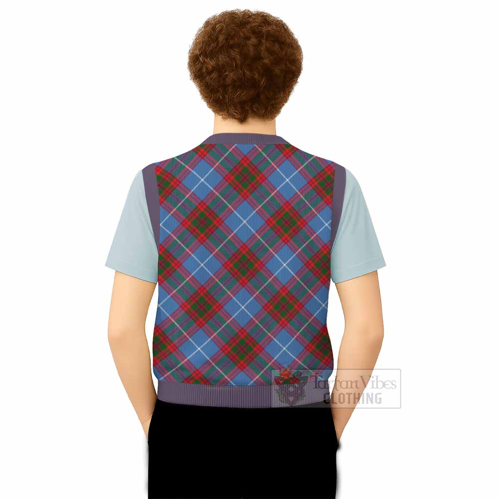 Pennycook Tartan  Knitted V-Neck Vest Cross Style