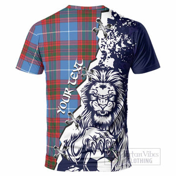 Pennycook Tartan Scottish T-Shirt Angry Lion With Soccer Ball Style