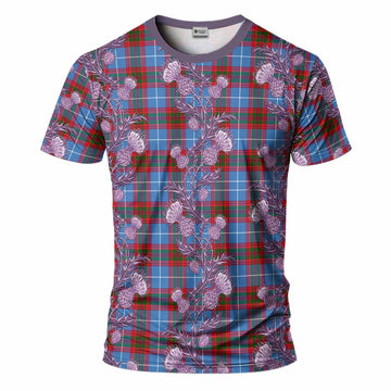 Pennycook Tartan T-Shirt Seamless Scottish Thistle Flowers