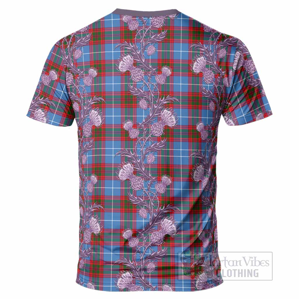 Pennycook Tartan T-Shirt Seamless Scottish Thistle Flowers