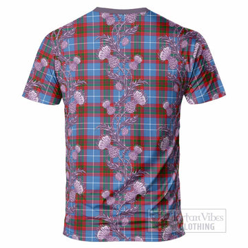 Pennycook Tartan T-Shirt Seamless Scottish Thistle Flowers