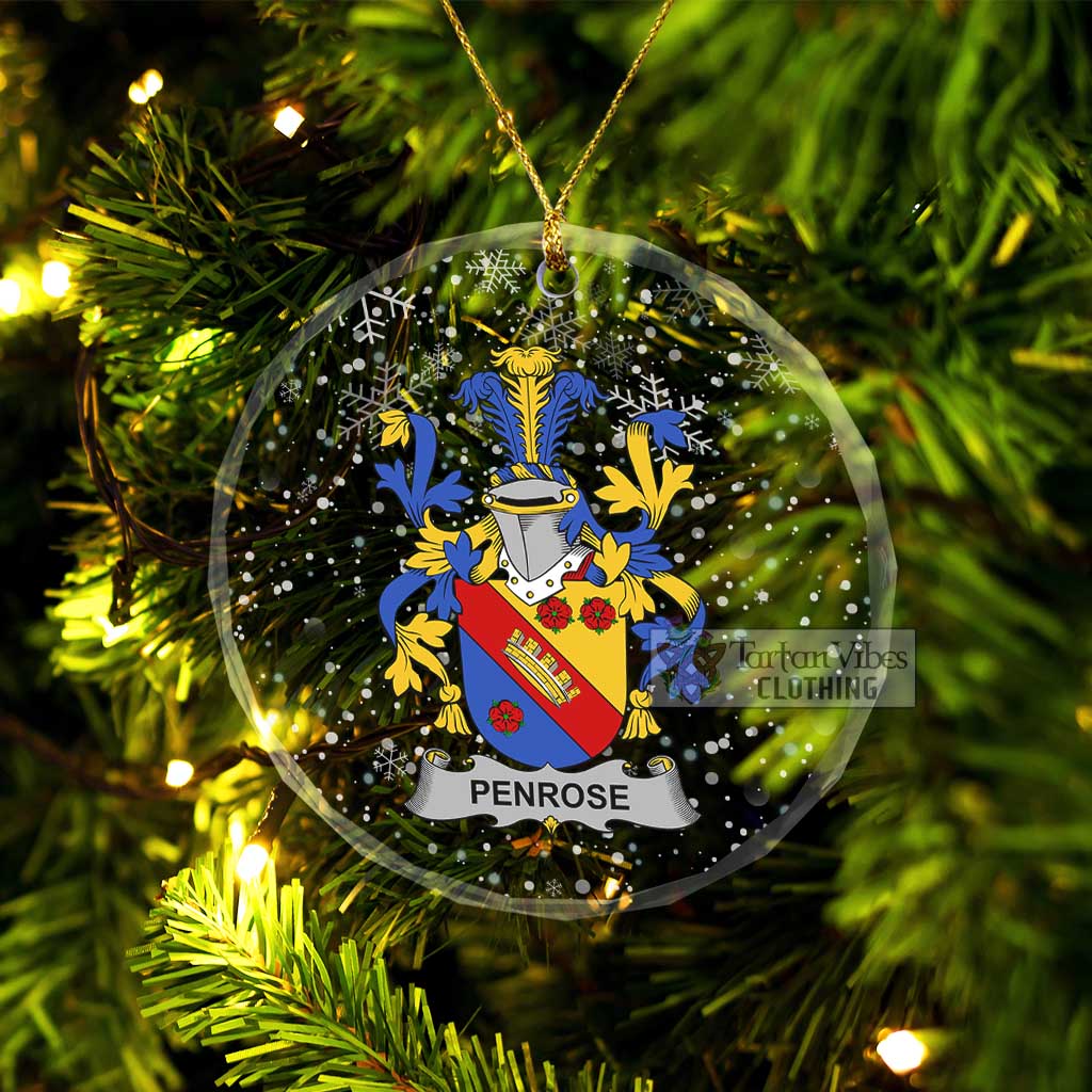 Penrose Irish Clan Christmas Glass Ornament with Coat of Arms Transparent Glass Circle - 2D-tartanvibesclothing
