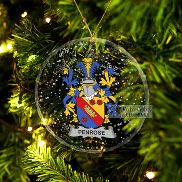 Tartan Vibes Clothing Penrose Irish Clan Christmas Glass Ornament with Coat of Arms