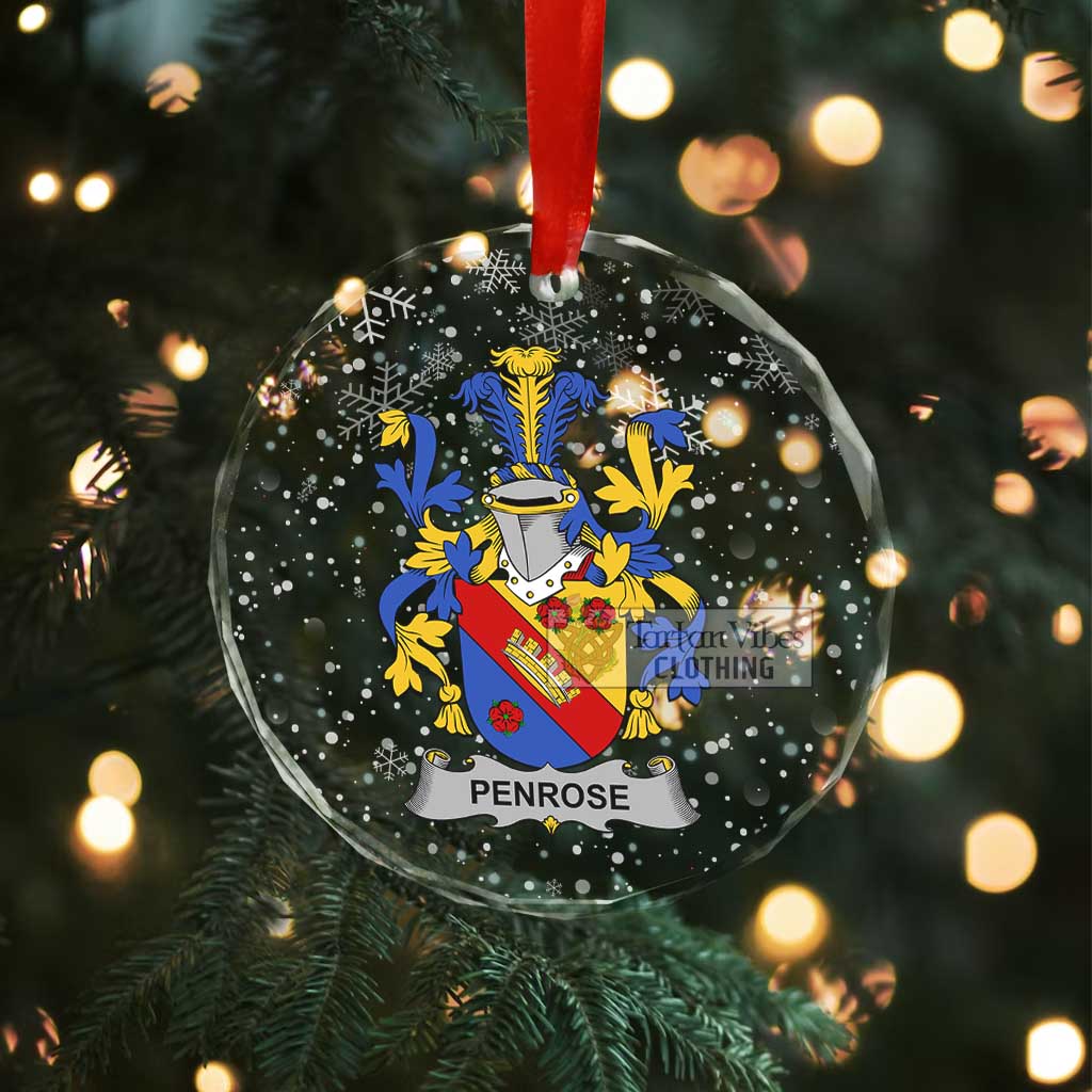 Penrose Irish Clan Christmas Glass Ornament with Coat of Arms - 2D-tartanvibesclothing