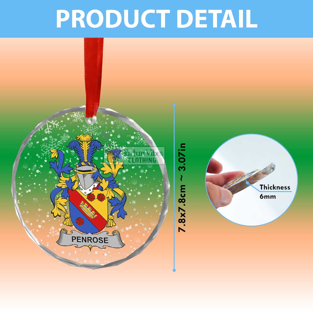 Penrose Irish Clan Christmas Glass Ornament with Coat of Arms - 2D-tartanvibesclothing