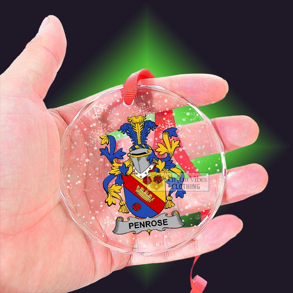 Penrose Irish Clan Christmas Glass Ornament with Coat of Arms - 2D-tartanvibesclothing