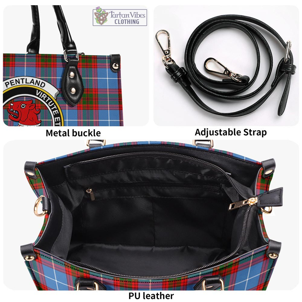 Pentland Tartan Luxury Leather Handbags with Family Crest - Tartan Vibes Clothing