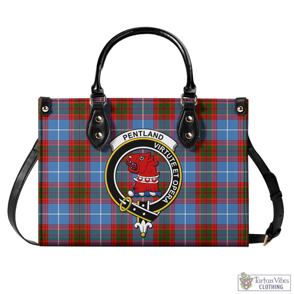Pentland Tartan Luxury Leather Handbags with Family Crest - Tartan Vibes Clothing