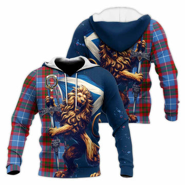 Pentland Tartan Family Crest Knitted Hoodie with Scottish Majestic Lion Unisex Knitted Pullover Hoodie - Tartan Vibes Clothing