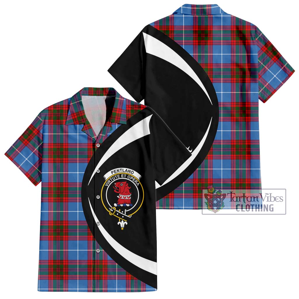 Pentland Tartan Hawaiian Shirt with Family Crest Circle Style Kid - Tartan Vibes Clothing