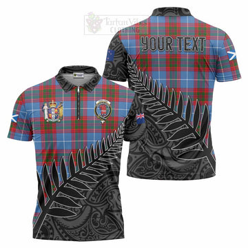 Pentland Crest Tartan Zipper Polo Shirt with New Zealand Silver Fern Half Style Unisex - Tartan Vibes Clothing