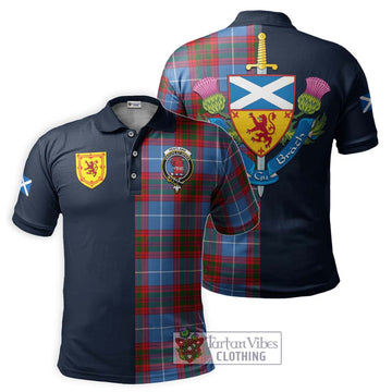 Pentland Tartan Polo Shirt Alba with Scottish Lion Royal Arm Half Style Kid - Tartan Vibes Clothing