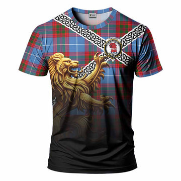 Tartan Vibes Clothing Pentland Crest Tartan T-Shirt with Golden Lion Emblem Celtic Style