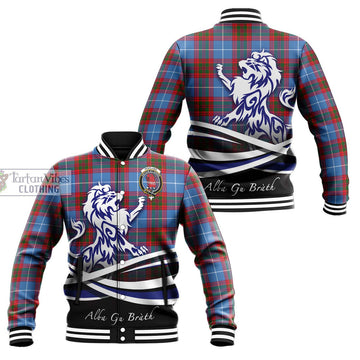 Pentland Tartan Baseball Jacket with Alba Gu Brath Regal Lion Emblem Unisex - Tartan Vibes Clothing