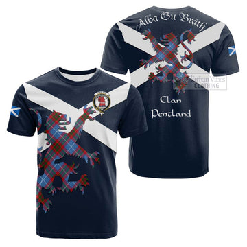 Pentland Tartan Lion Rampant Cotton T-shirt Proudly Display Your Heritage with Alba Gu Brath and Clan Name