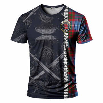 Tartan Vibes Clothing Pentland Tartan T-Shirt with Family Crest Cross Sword Thistle Celtic Vibes