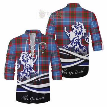 Pentland Tartan Ghillie Kilt Shirt with Alba Gu Brath Regal Lion Emblem Men - Tartan Vibes Clothing