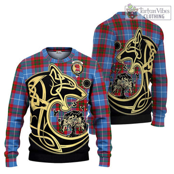 Pentland Tartan Ugly Sweater with Family Crest Celtic Wolf Style Unisex - Tartan Vibes Clothing